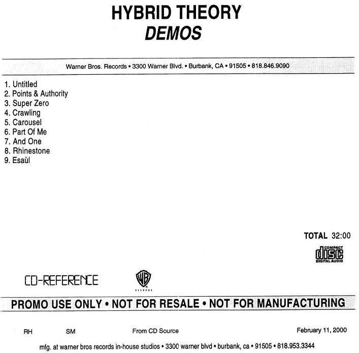 Linkin park demos. Hybrid Theory Demo. Линкин парк 09 гибрид теори. Линкин парк альбом демо. Linkin Park Hybrid Theory 2000.