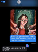 Text message announcing the release