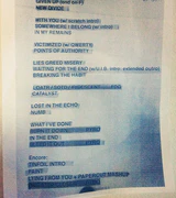 Show setlist (top is cropped off; only photo that exists)