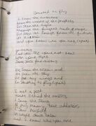 Handwritten lyrics by Chester Bennington